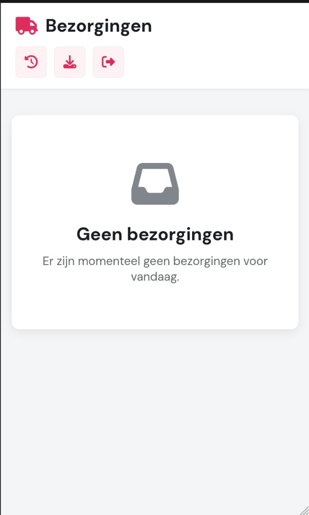 MM Delivery scherm Bezorgingen op gsm